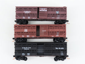 LOT of 3 N Scale Micro-Trains MTL CB&Q/D&RGW/T&P Railroad Stock Cars