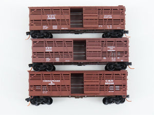 LOT of 3 N Scale Micro-Trains MTL ACL/N&W/C&O Railroad Stock Cars