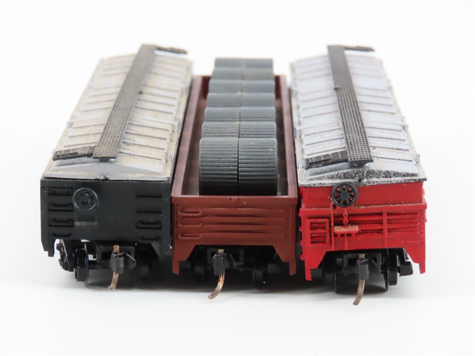 LOT of 3 N Scale Trix/AHM CNW-CBQ Railway Gondola Cars