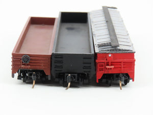 LOT of 3 N Scale Trix/AHM CNW-CBQ Railway Gondola Cars