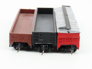 LOT of 3 N Scale Trix/AHM CNW-CBQ Railway Gondola Cars