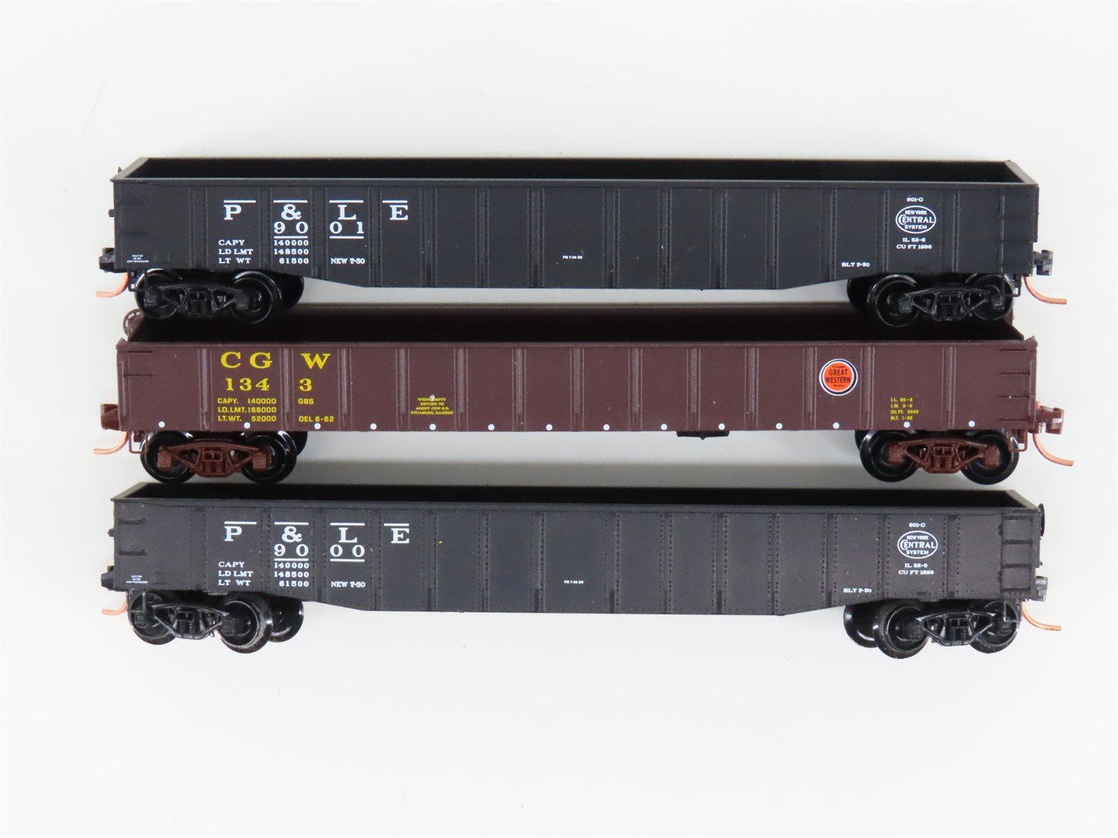 LOT of 3 N Scale Micro-Trains MTL P&LE/CGW Railway Gondola Cars