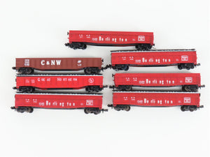 LOT of 7 N Scale Trix/AHM CBQ/CNW/GN Railways Gondola Cars