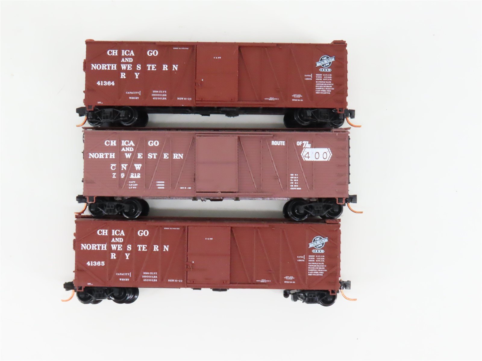 LOT of 3 N Micro-Trains/Atlas CNW Chicago & Northwestern 40' Woodside Boxcars