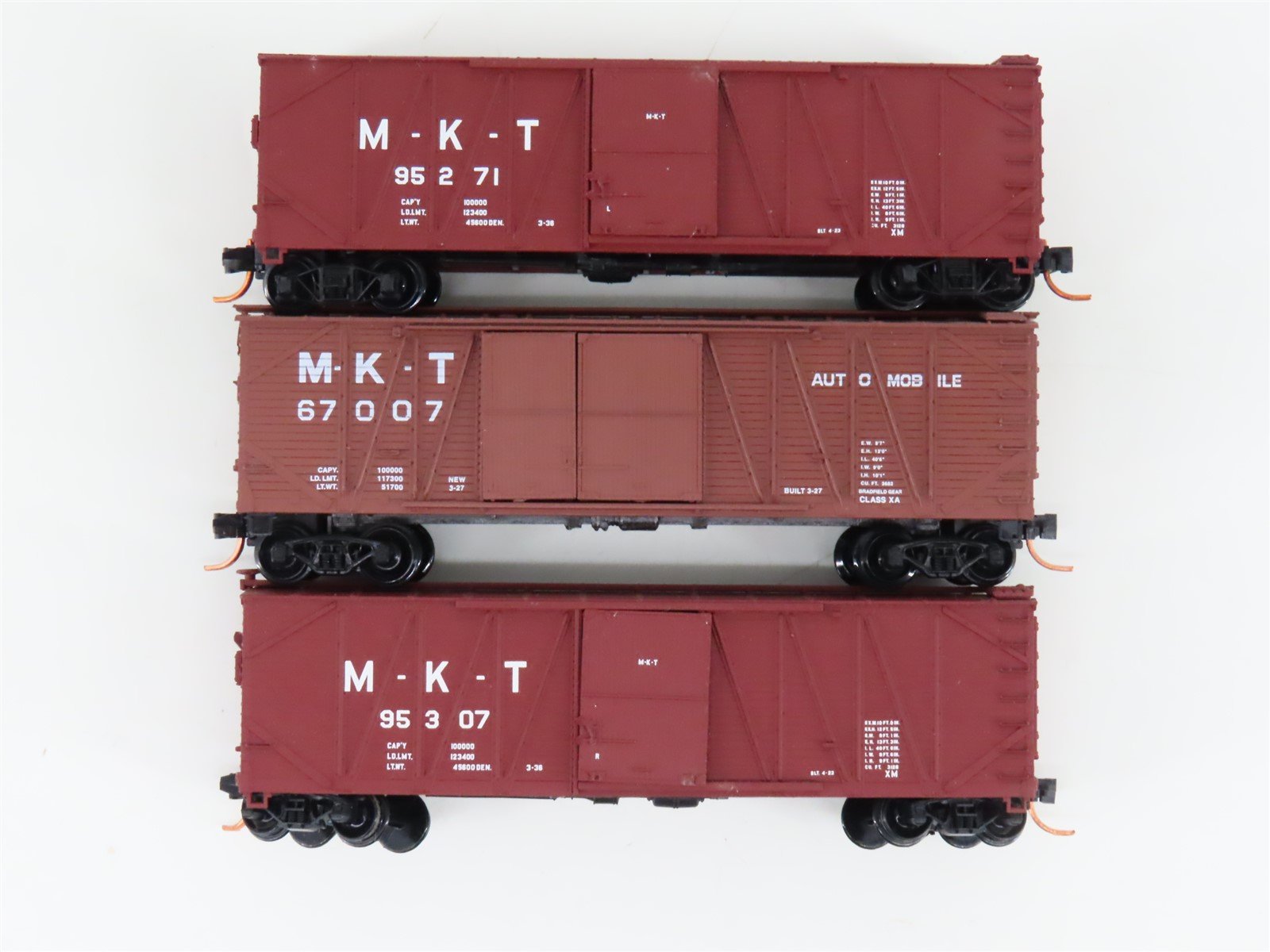 LOT of 3 N Scale Atlas MKT Missouri Kansas Texas 40' Woodside Boxcars
