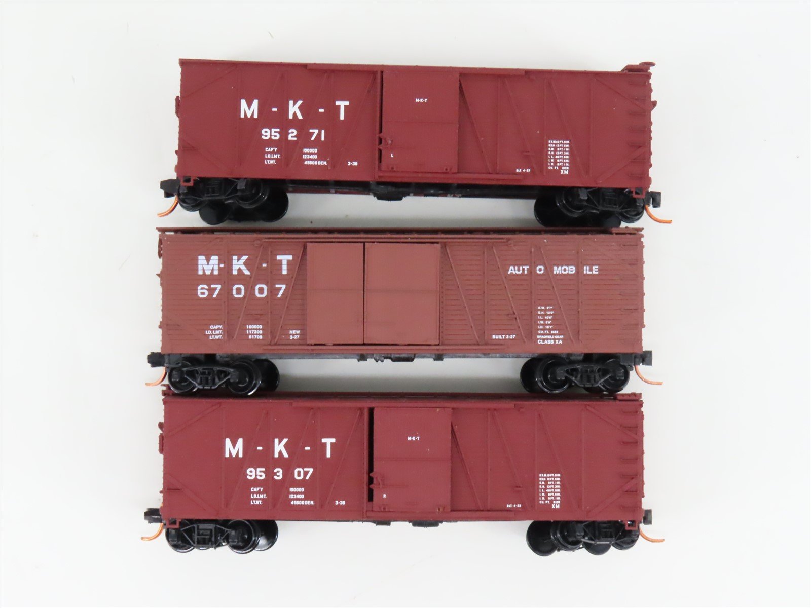 LOT of 3 N Scale Atlas MKT Missouri Kansas Texas 40' Woodside Boxcars