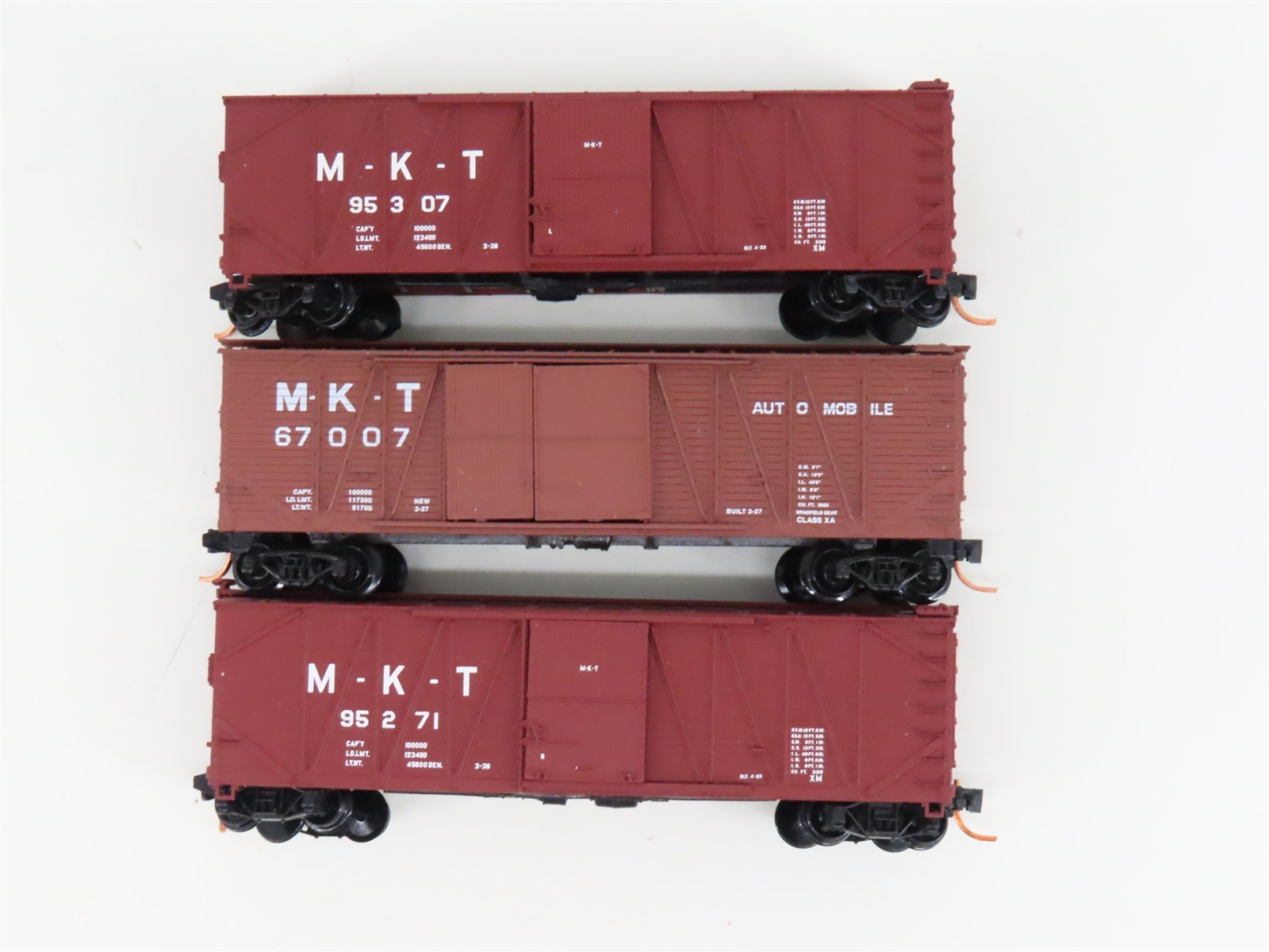 LOT of 3 N Scale Atlas MKT Missouri Kansas Texas 40' Woodside Boxcars