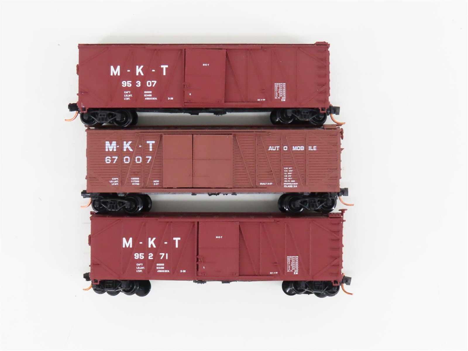 LOT of 3 N Scale Atlas MKT Missouri Kansas Texas 40' Woodside Boxcars
