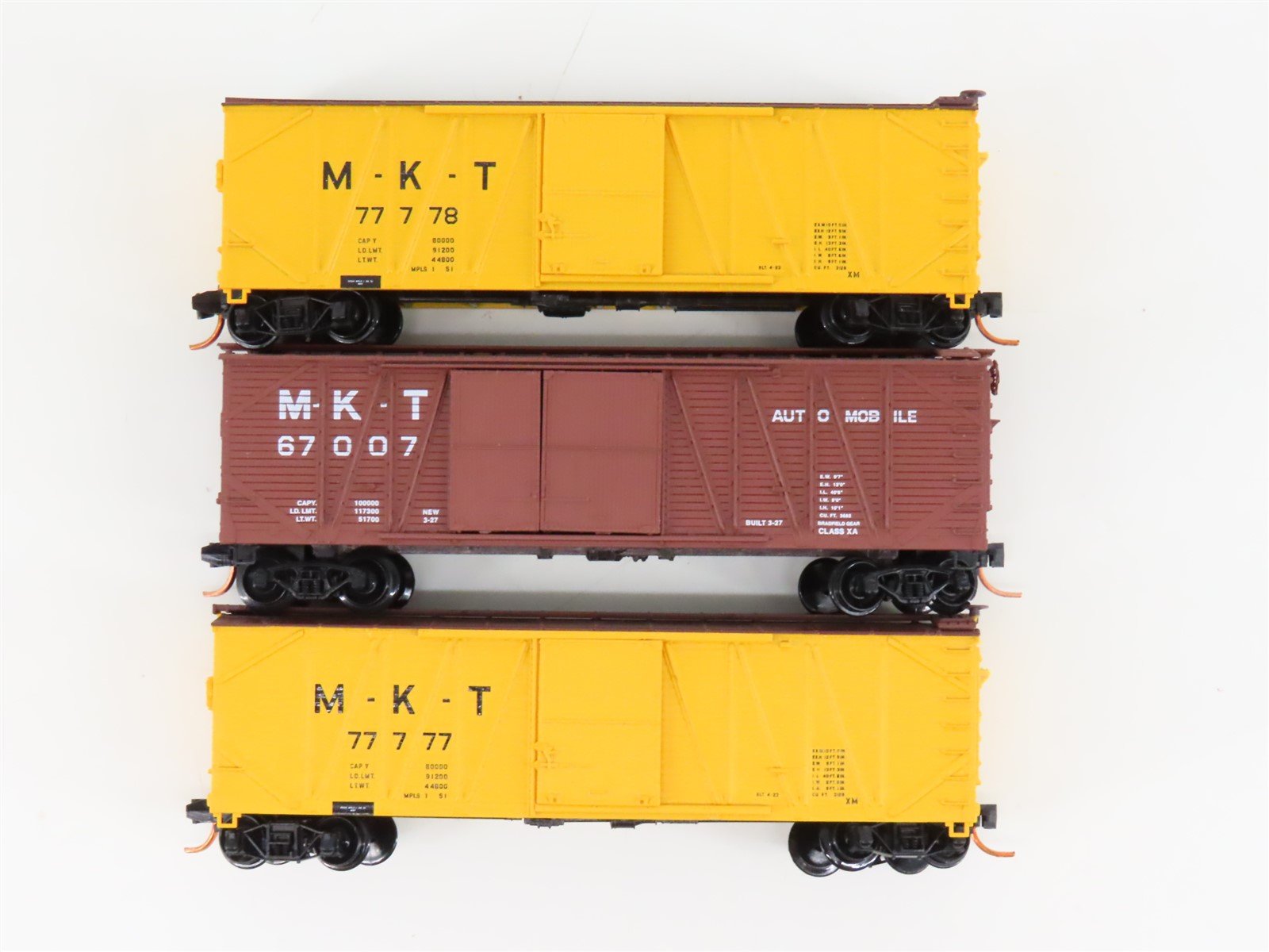 LOT of 3 N Scale Atlas MKT Missouri Kansas Texas 40' Woodside Boxcars