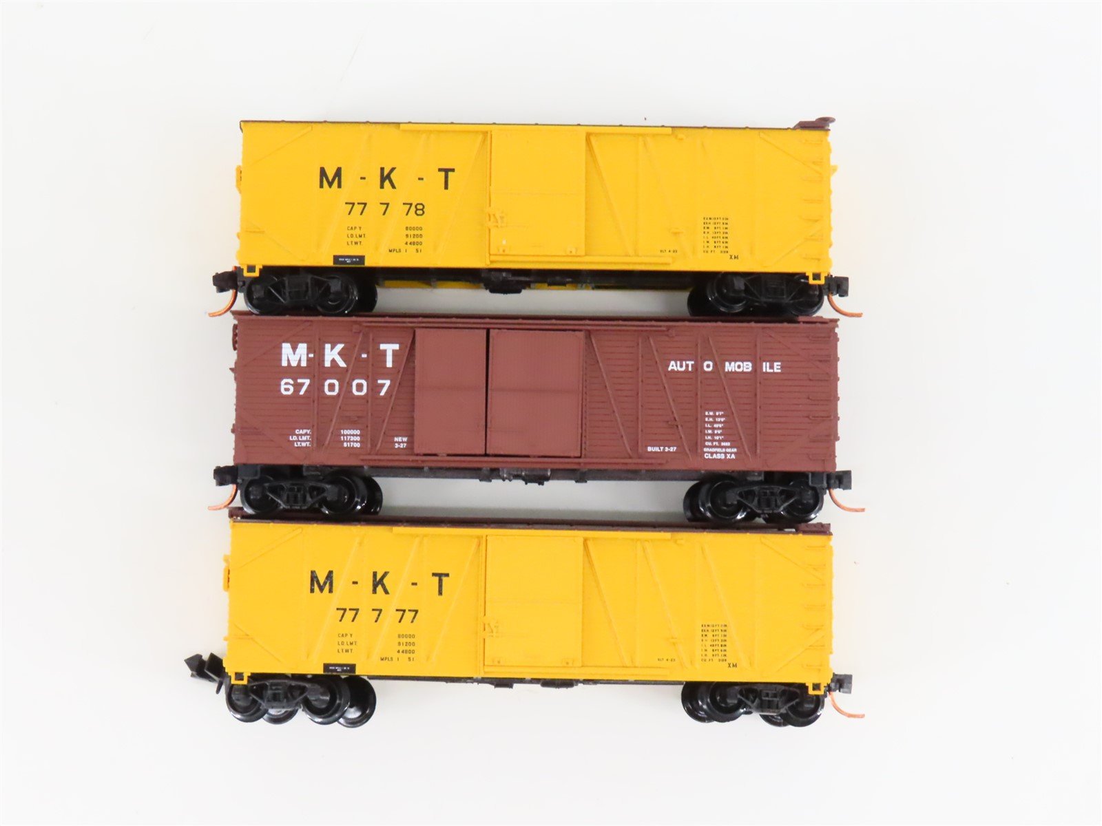 LOT of 3 N Scale Atlas MKT Missouri Kansas Texas 40' Woodside Boxcars