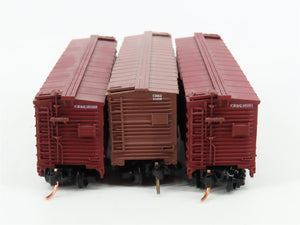 LOT of 3 N Scale Micro-Trains MTL/Atlas CBQ Burlington 40' Woodside Boxcars