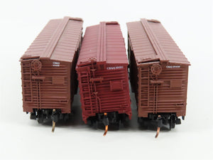 LOT of 3 N Scale Micro-Trains MTL/Atlas CBQ Burlington 40' Woodside Boxcars