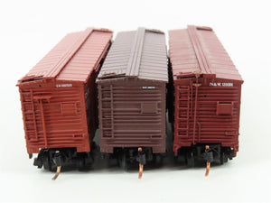 LOT of 3 N Scale Micro-Trains/Atlas CN/N&W/WP Railways 40' Woodside Boxcars