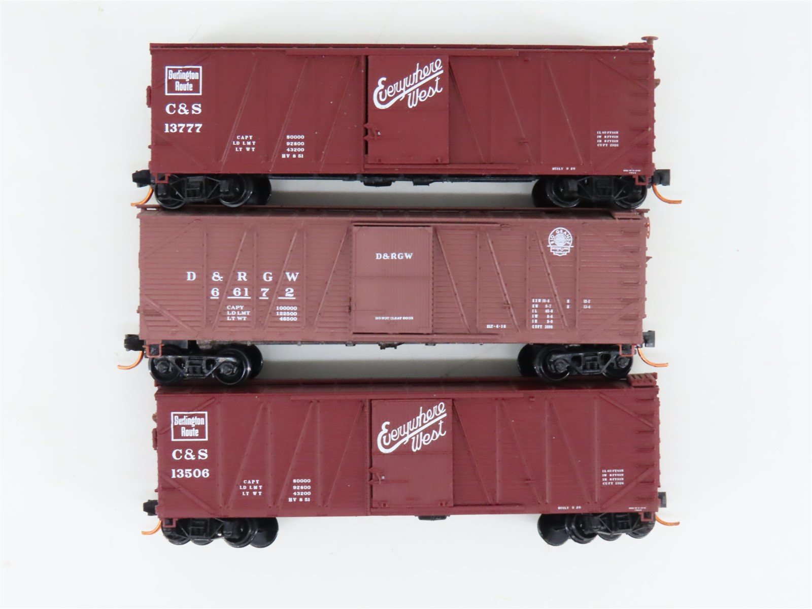 LOT of 3 N Scale Micro-Trains/Atlas C&S/DRGW 40' Woodside Boxcars