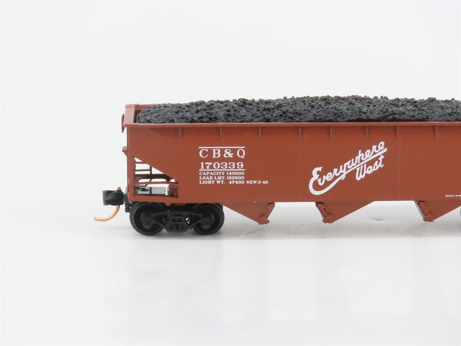 LOT of 2 N Scale Bluford Shops CB&Q Burlington Route 3-Bay Open Hoppers