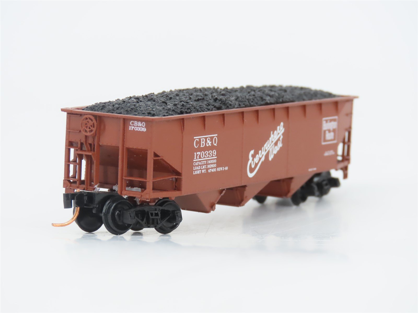 LOT of 2 N Scale Bluford Shops CB&Q Burlington Route 3-Bay Open Hoppers