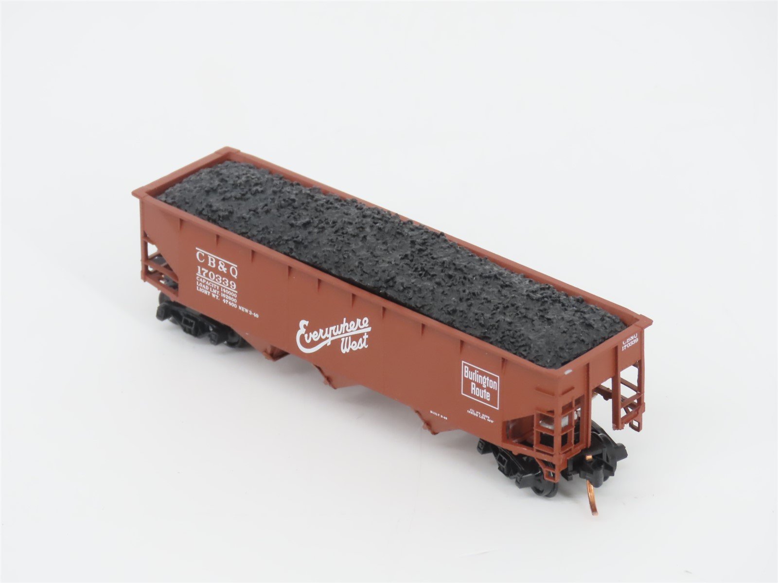 LOT of 2 N Scale Bluford Shops CB&Q Burlington Route 3-Bay Open Hoppers