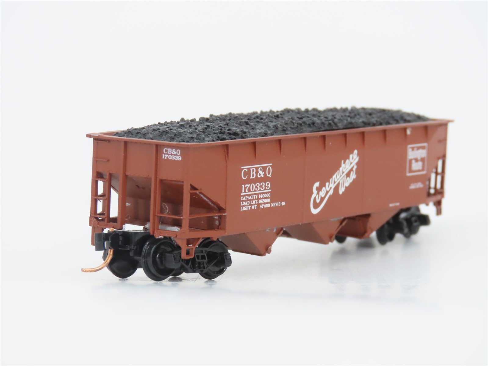 LOT of 2 N Scale Bluford Shops CB&Q Burlington Route 3-Bay Open Hoppers