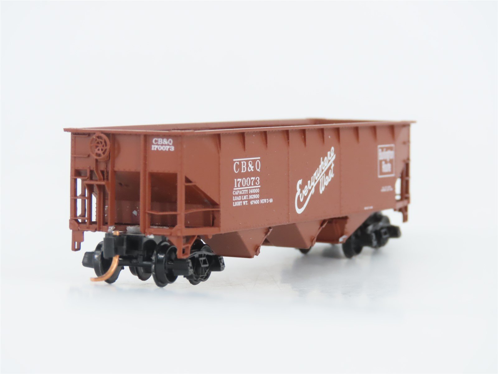 LOT of 2 N Scale Bluford Shops CB&Q Burlington Route 3-Bay Open Hoppers