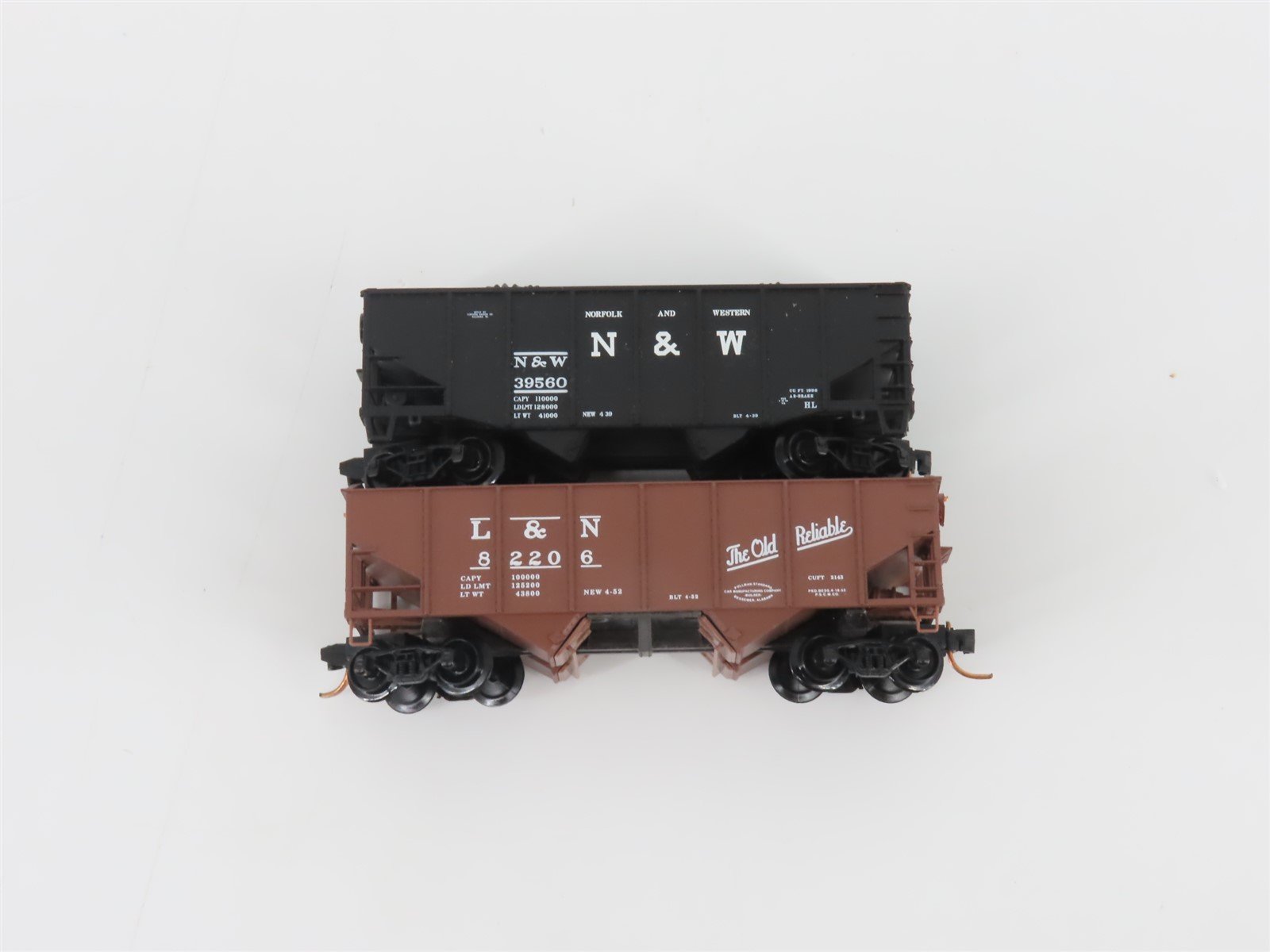 LOT of 4 N Scale Atlas & Micro-Trains MTL N&W/C&O/B&O/L&N 2-Bay Open Hoppers