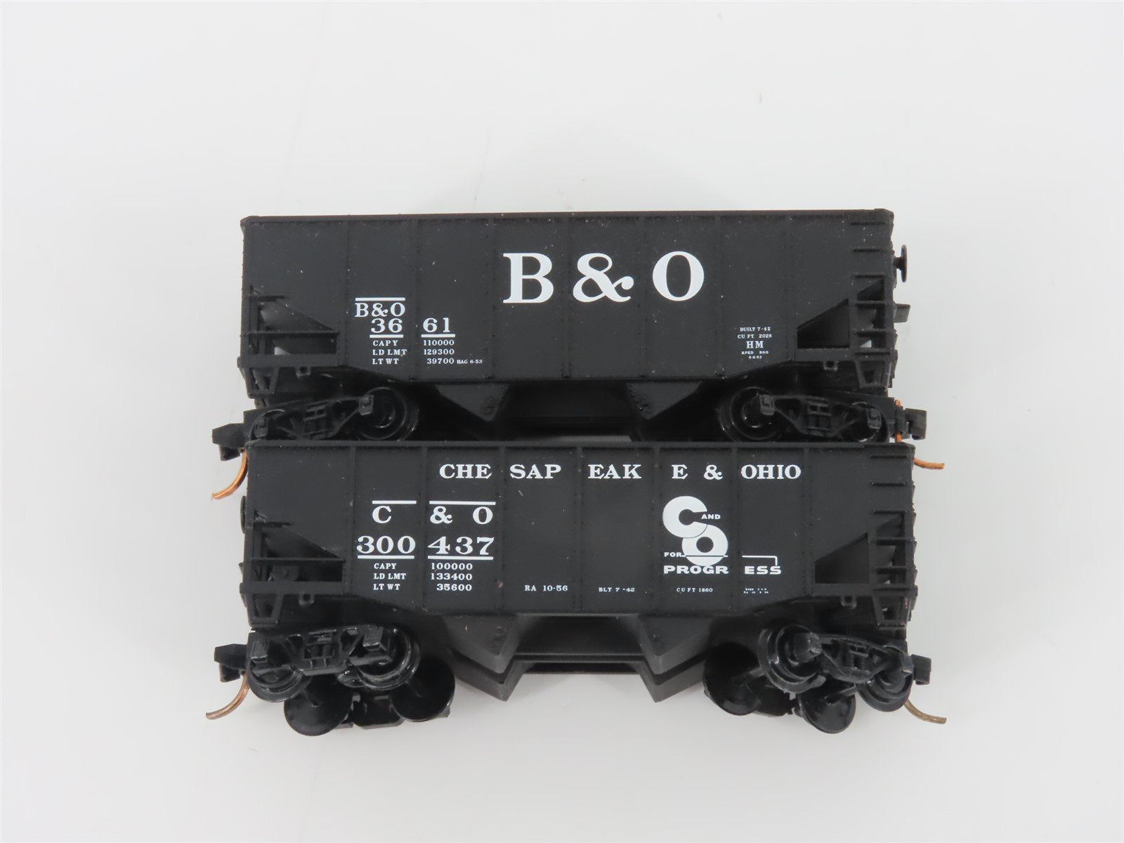 LOT of 4 N Scale Atlas & Micro-Trains MTL N&W/C&O/B&O/L&N 2-Bay Open Hoppers