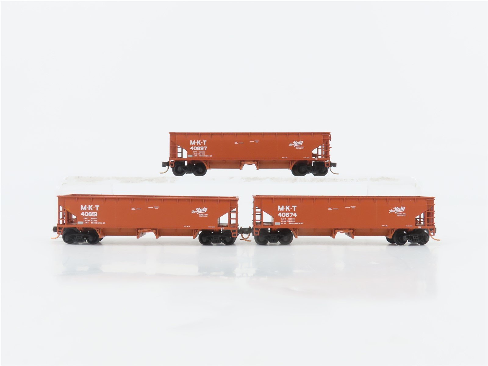 LOT of 3 N Scale Atlas M-K-T The Katy 2-Bay Open Hoppers