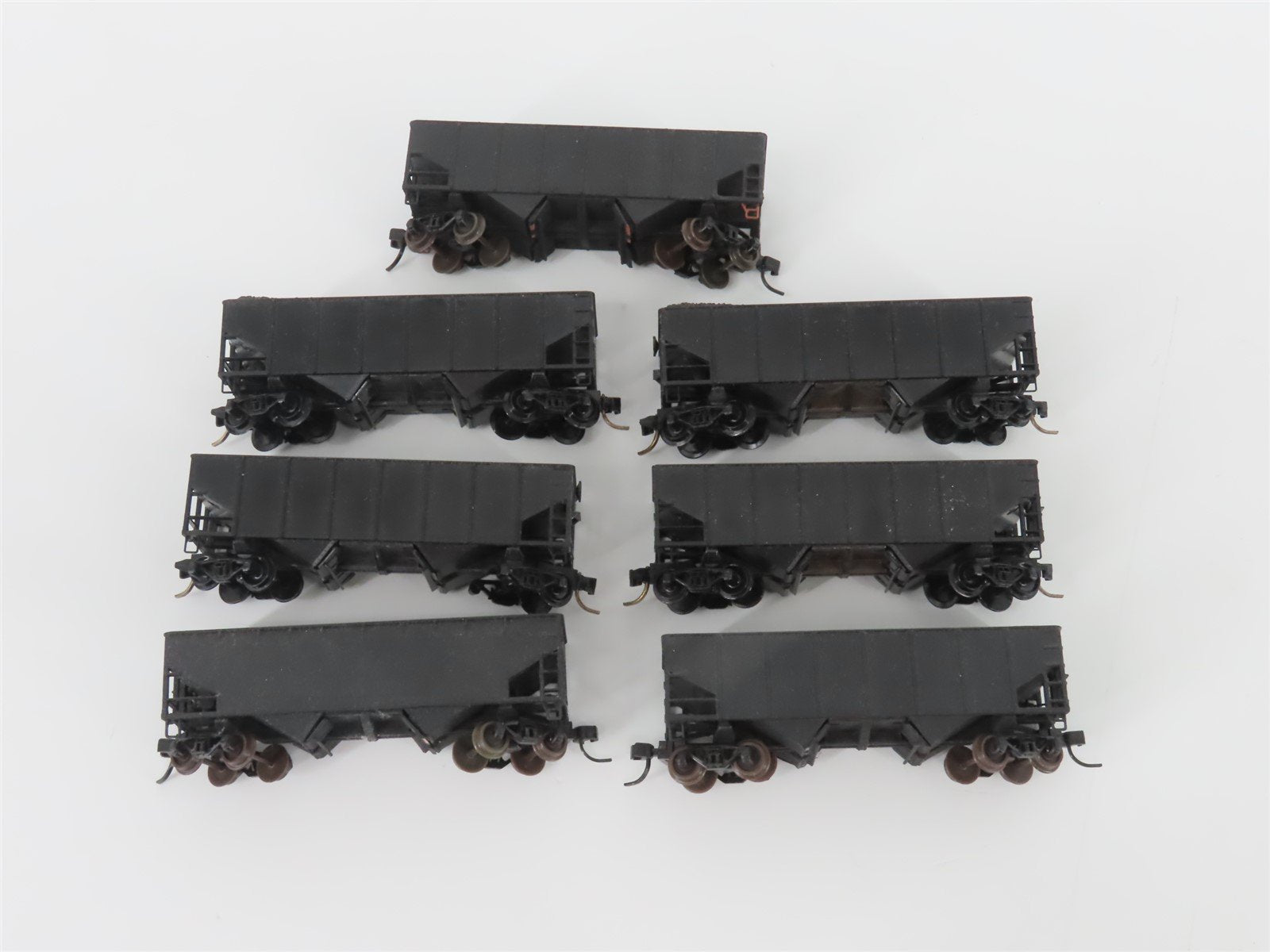 LOT of 7 N Scale Micro-Trains MTL Undecorated 2-Bay Open Hoppers