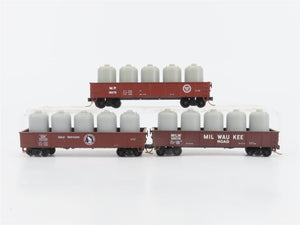 LOT of 3 N Scale Atlas MP/MILW/GN Open Gondolas w/ Loads