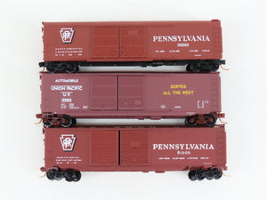 LOT of 3 N Scale Micro-Trains MTL UP/PRR Railroad Double Door Box Cars