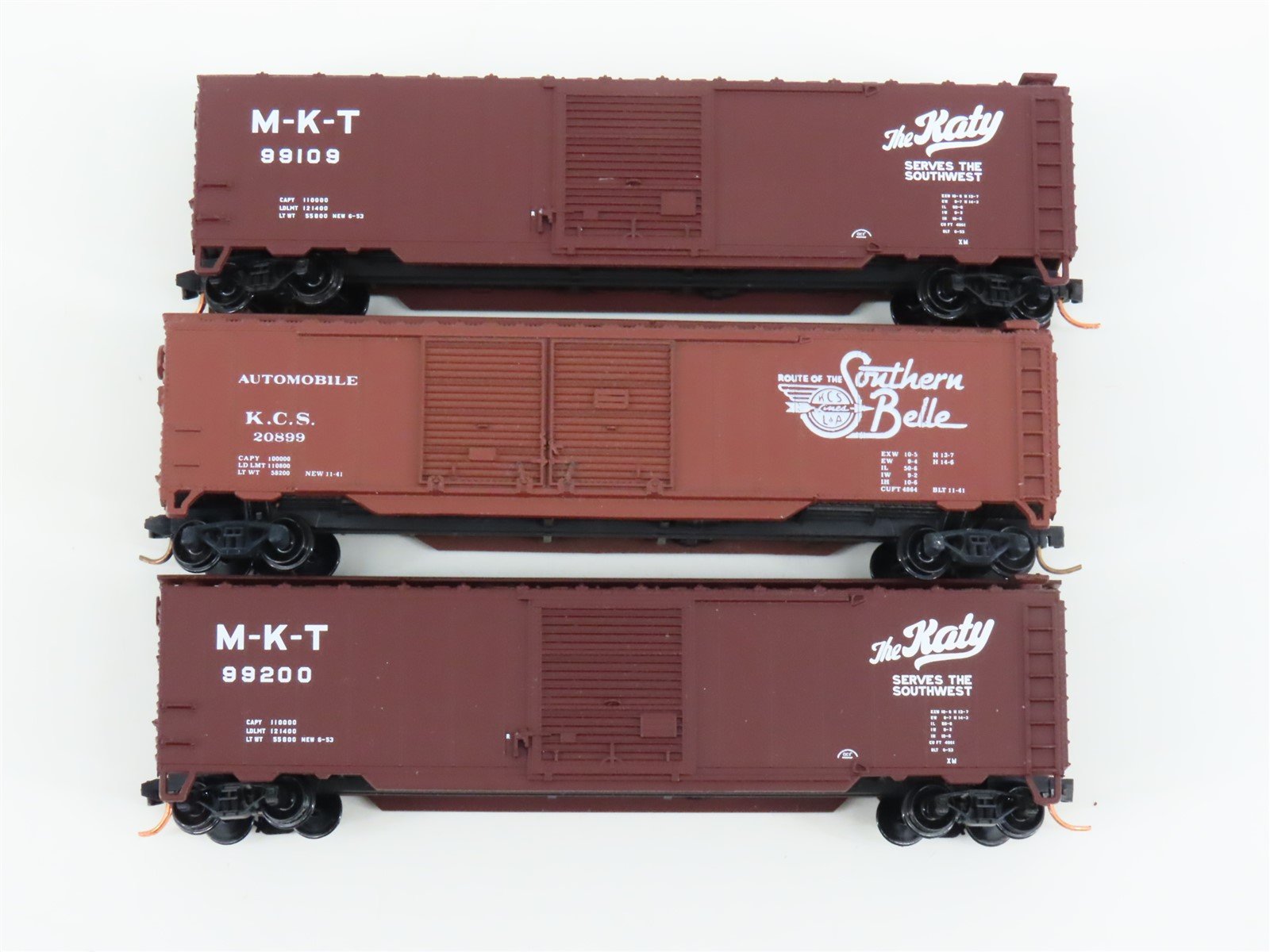 LOT of 3 N Scale Atlas M-K-T The Katy / KCS Southern Belle Box Cars