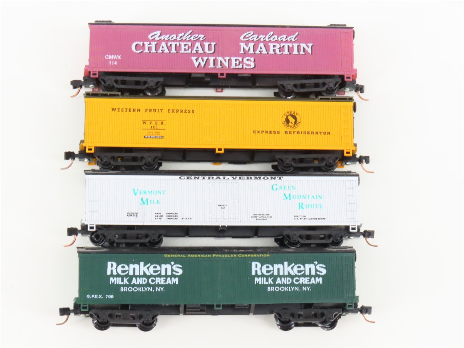 LOT of 4 N Scale Roundhouse WFEX/CMWX/CV/GPEX Reefers