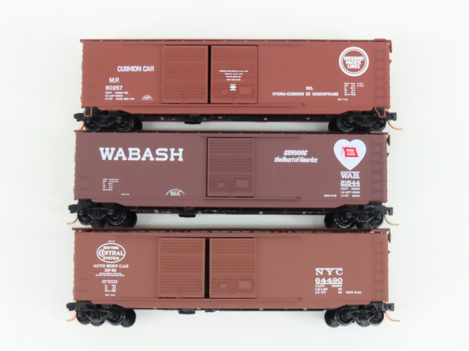 LOT of 3 N Scale Micro-Trains MTL WAB/MP/NYC Railroad Box Cars