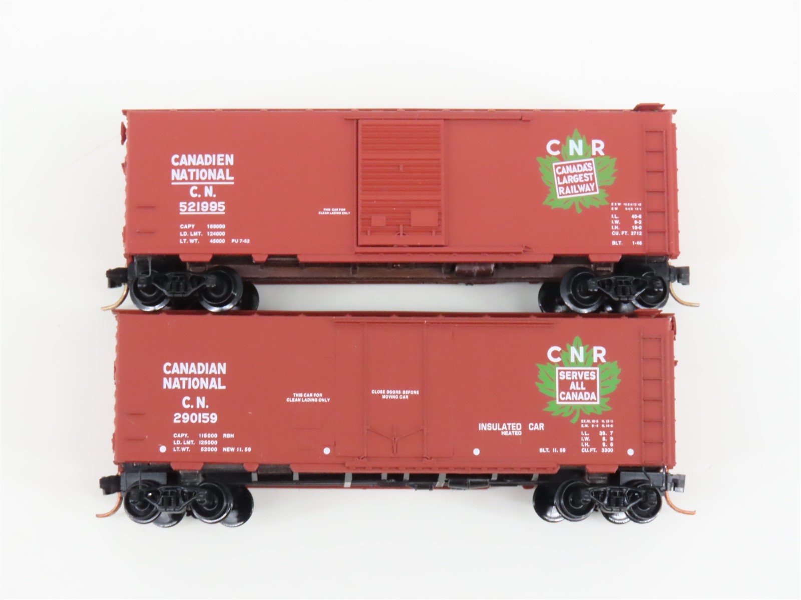 LOT of 2 N Scale Micro-Trains MTL CN Canadian National Railway Box Cars