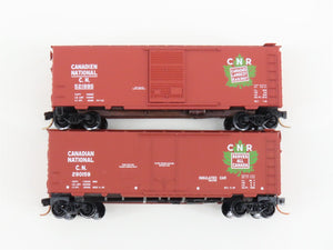 LOT of 2 N Scale Micro-Trains MTL CN Canadian National Railway Box Cars