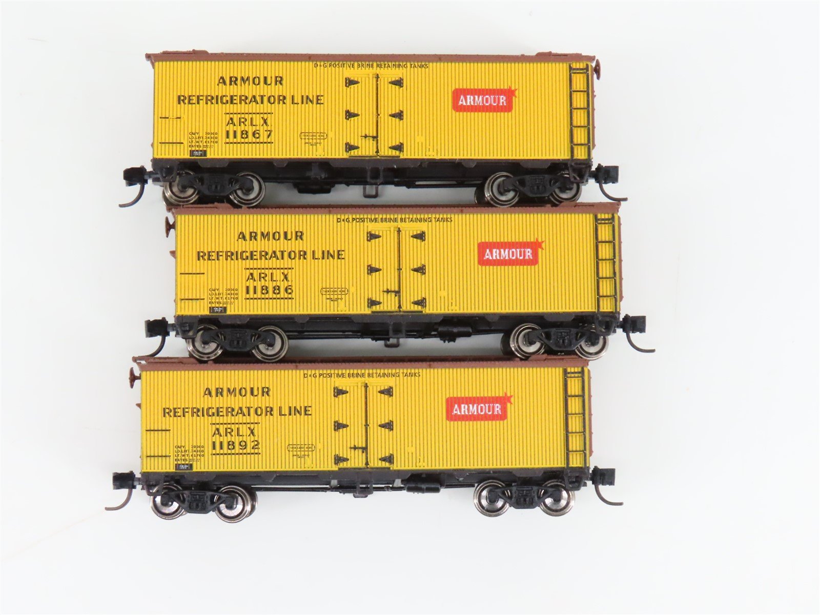 LOT of 3 N Scale ARLX Armour Refrigerator Line Reefers #11867, #11892, & #11886