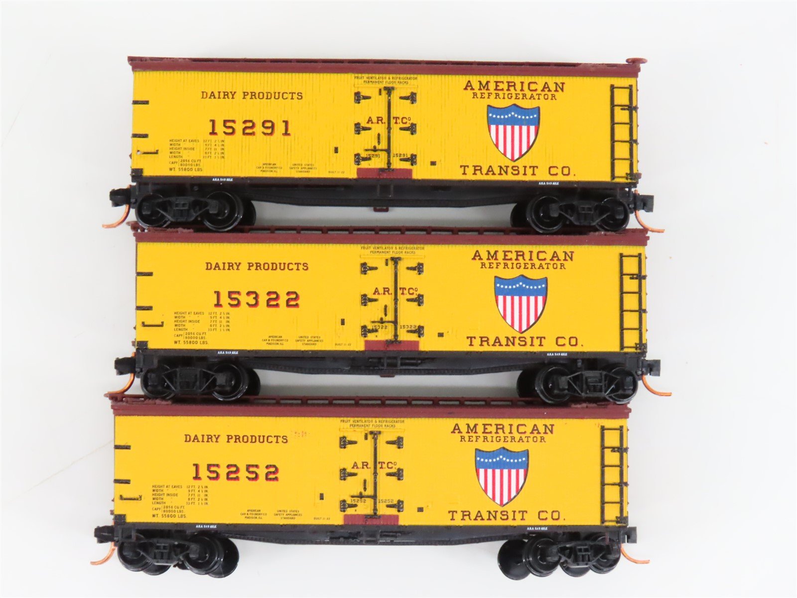 LOT of 3 N Scale Atlas American Refrigerator Transit Reefers