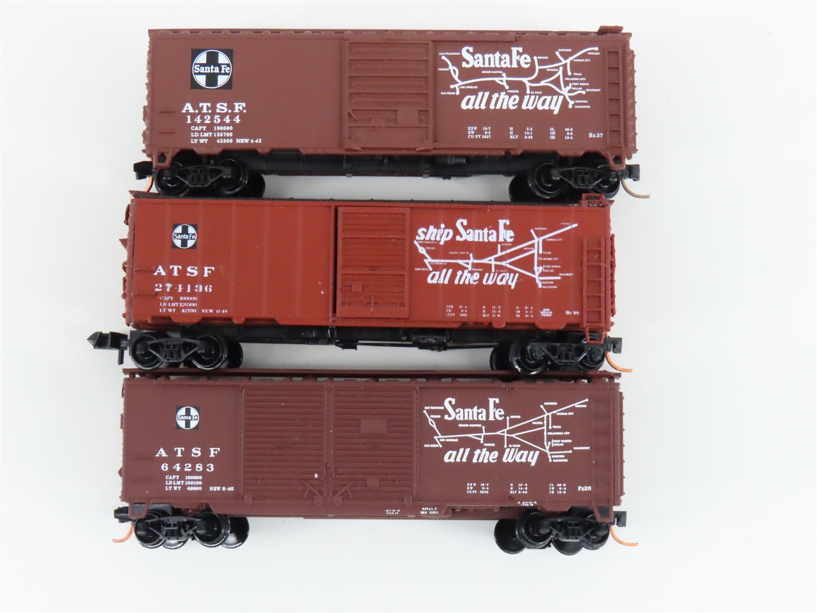 LOT of 3 N Scale Atlas & Intermountain ATSF Santa Fe Railroad Box Car