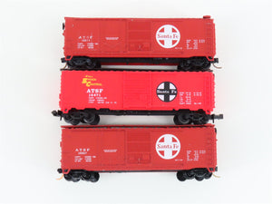LOT of 3 N Scale Model Power & Con-Cor ATSF Santa Fe Railroad Box Cars