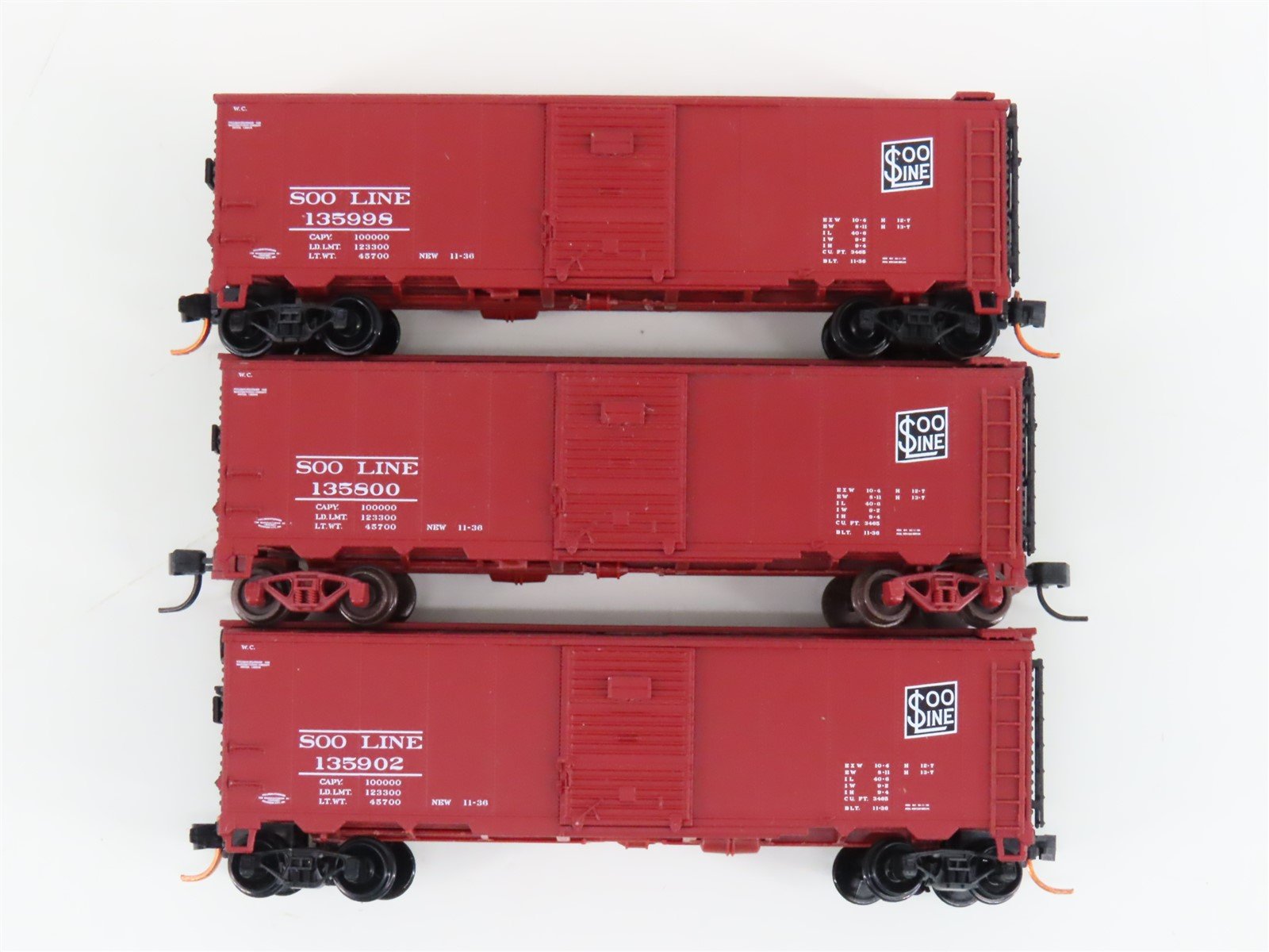 LOT of 3 N Scale Atlas SOO Line Railroad Single Door Box Car