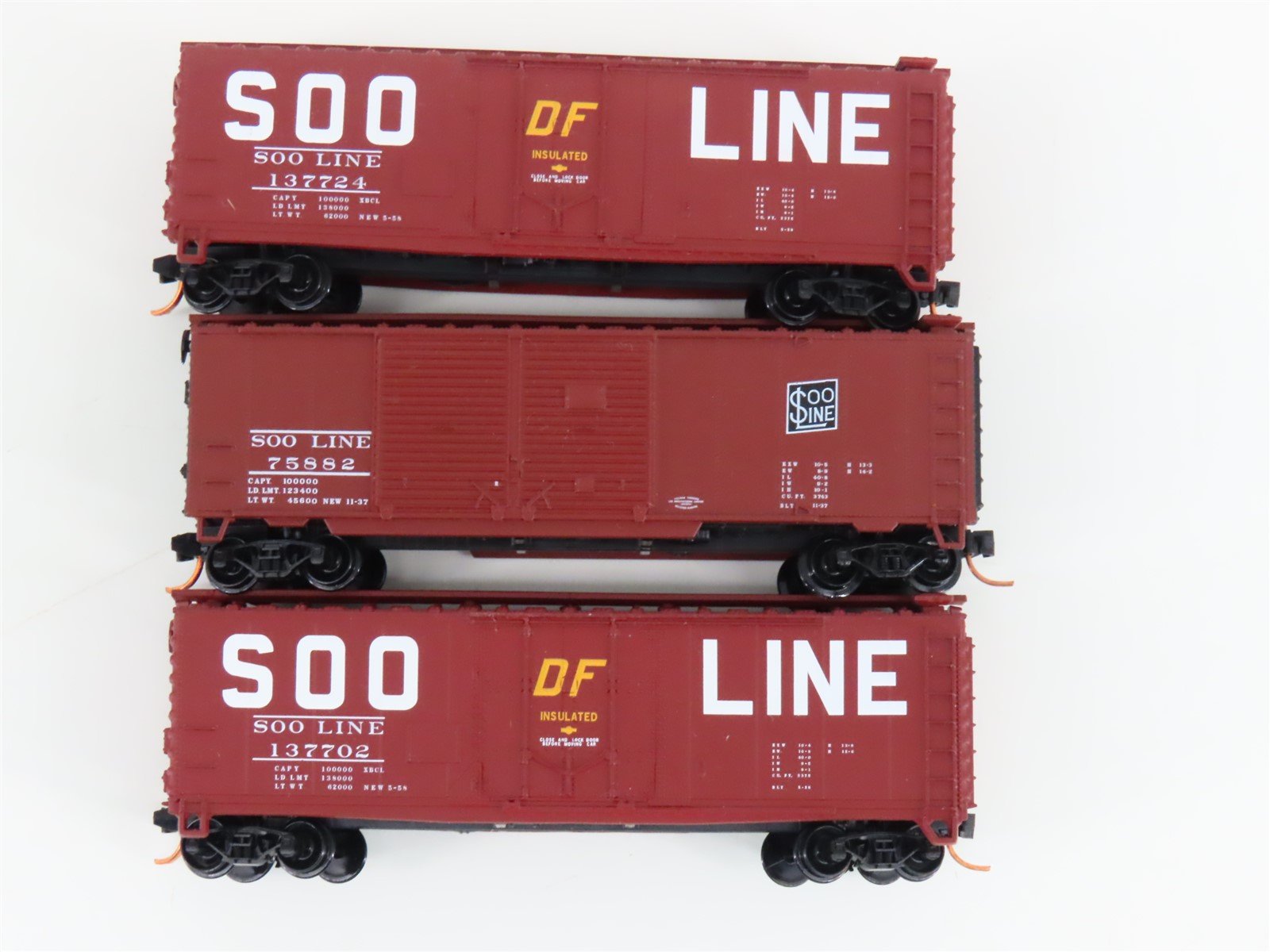 LOT of 3 N Scale Atlas SOO Line Railroad Box Cars
