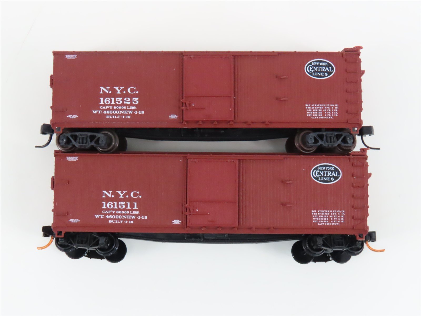 LOT of 2 N Scale Atlas NYC New York Central Lines Single Door Box Cars