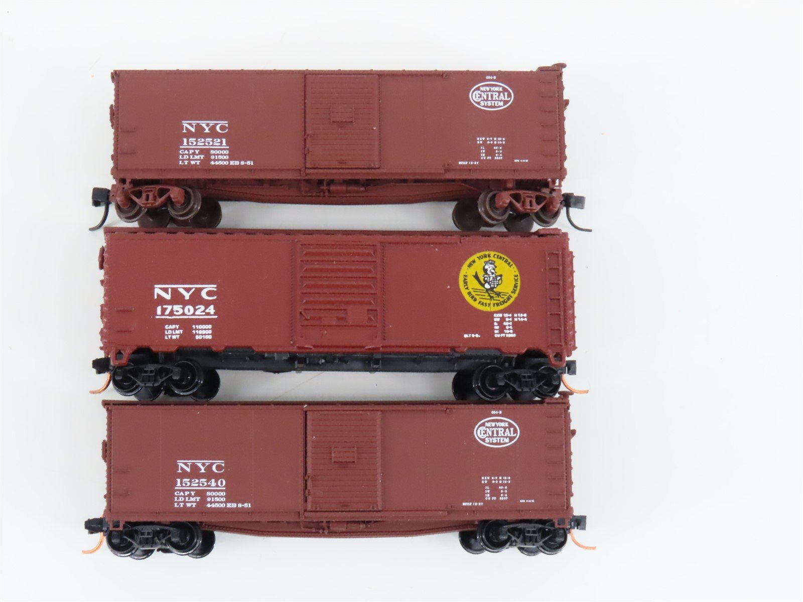 LOT of 3 N Scale Atlas NYC New York Central System Single Door Box Cars