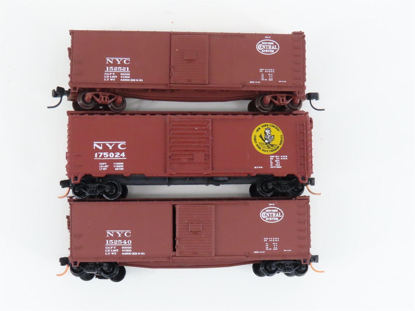 LOT of 3 N Scale Atlas NYC New York Central System Single Door Box Cars