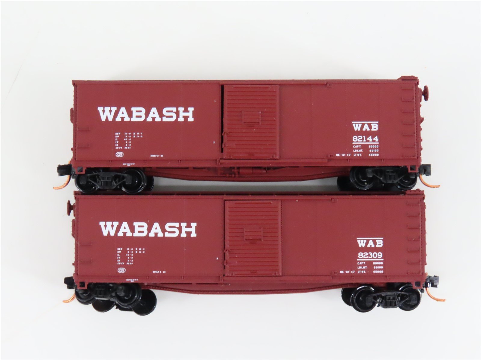 LOT of 2 N Scale Atlas WAB Wabash Railroad Single Door Box Car