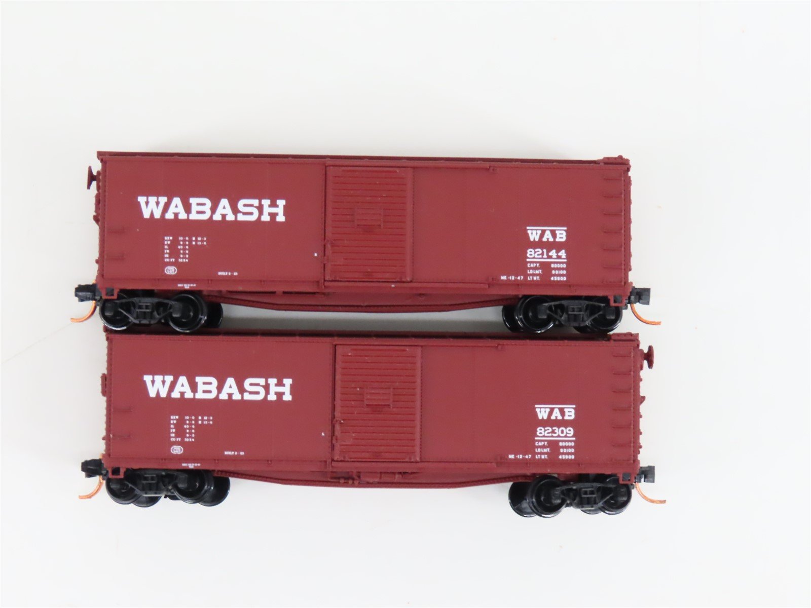 LOT of 2 N Scale Atlas WAB Wabash Railroad Single Door Box Car
