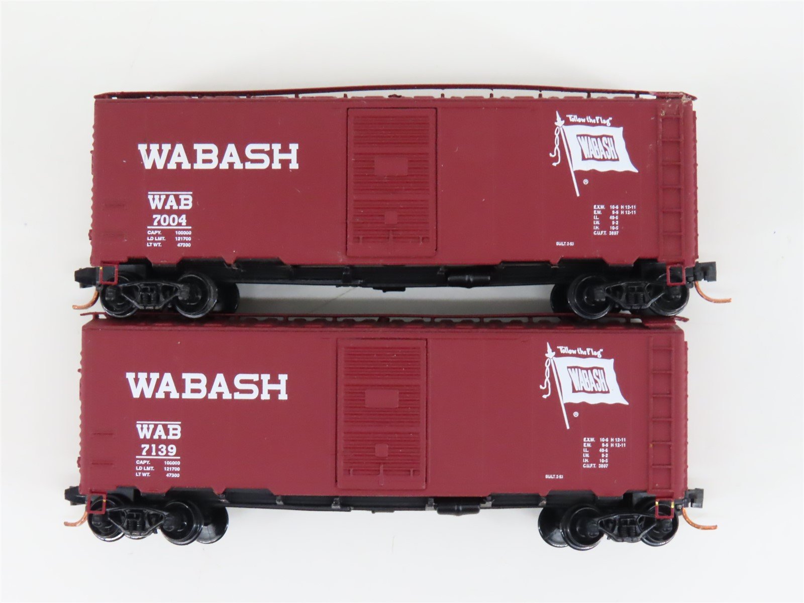 LOT of 2 N Scale Deluxe Innovations WAB Wabash Railroad Single Door Box Cars