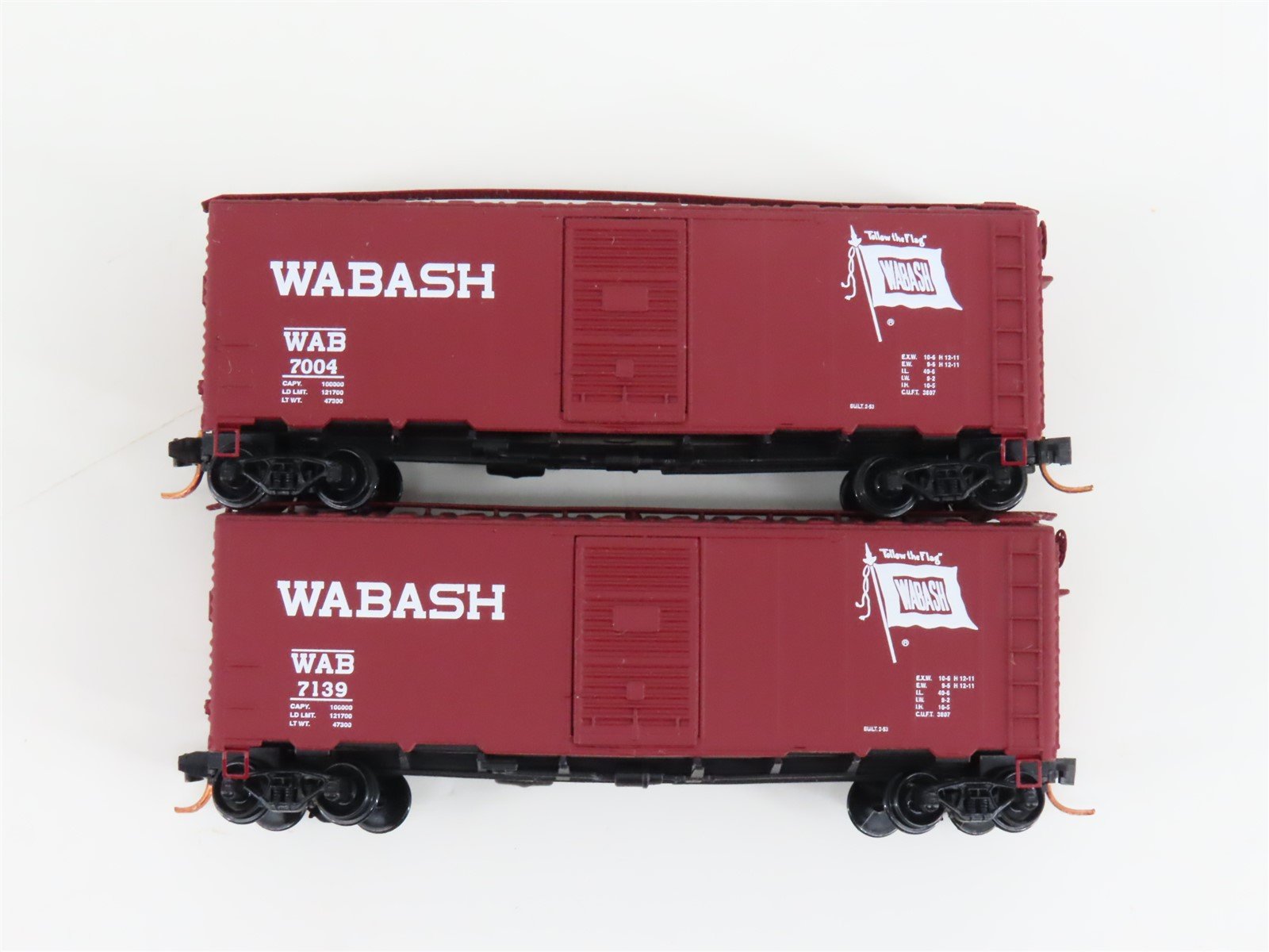 LOT of 2 N Scale Deluxe Innovations WAB Wabash Railroad Single Door Box Cars