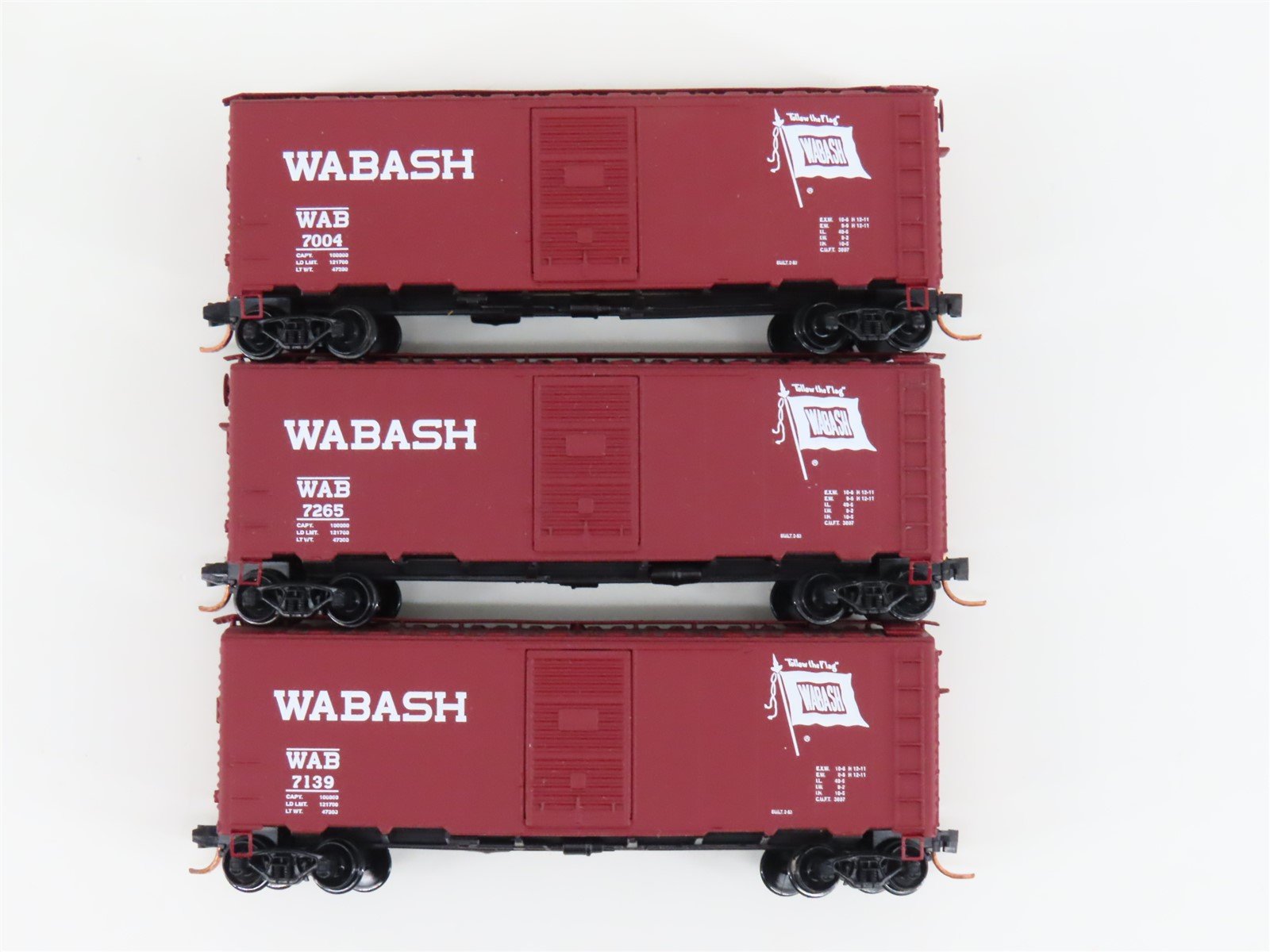 LOT of 3 N Scale Deluxe Innovations WAB Wabash Railroad Single Door Box Cars