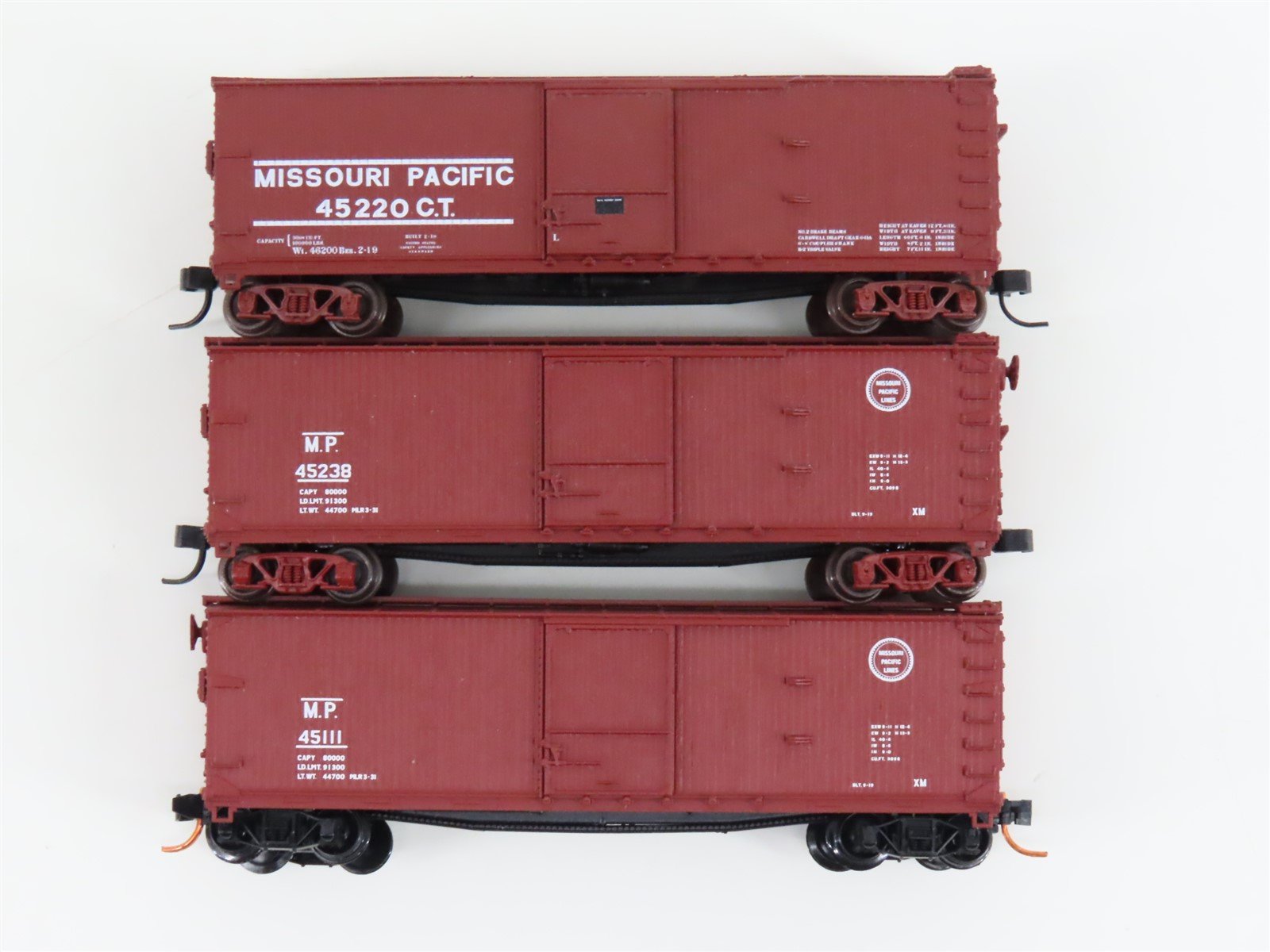 LOT of 3 N Scale Atlas MP Missouri Pacific Railroad Single Door Box Cars