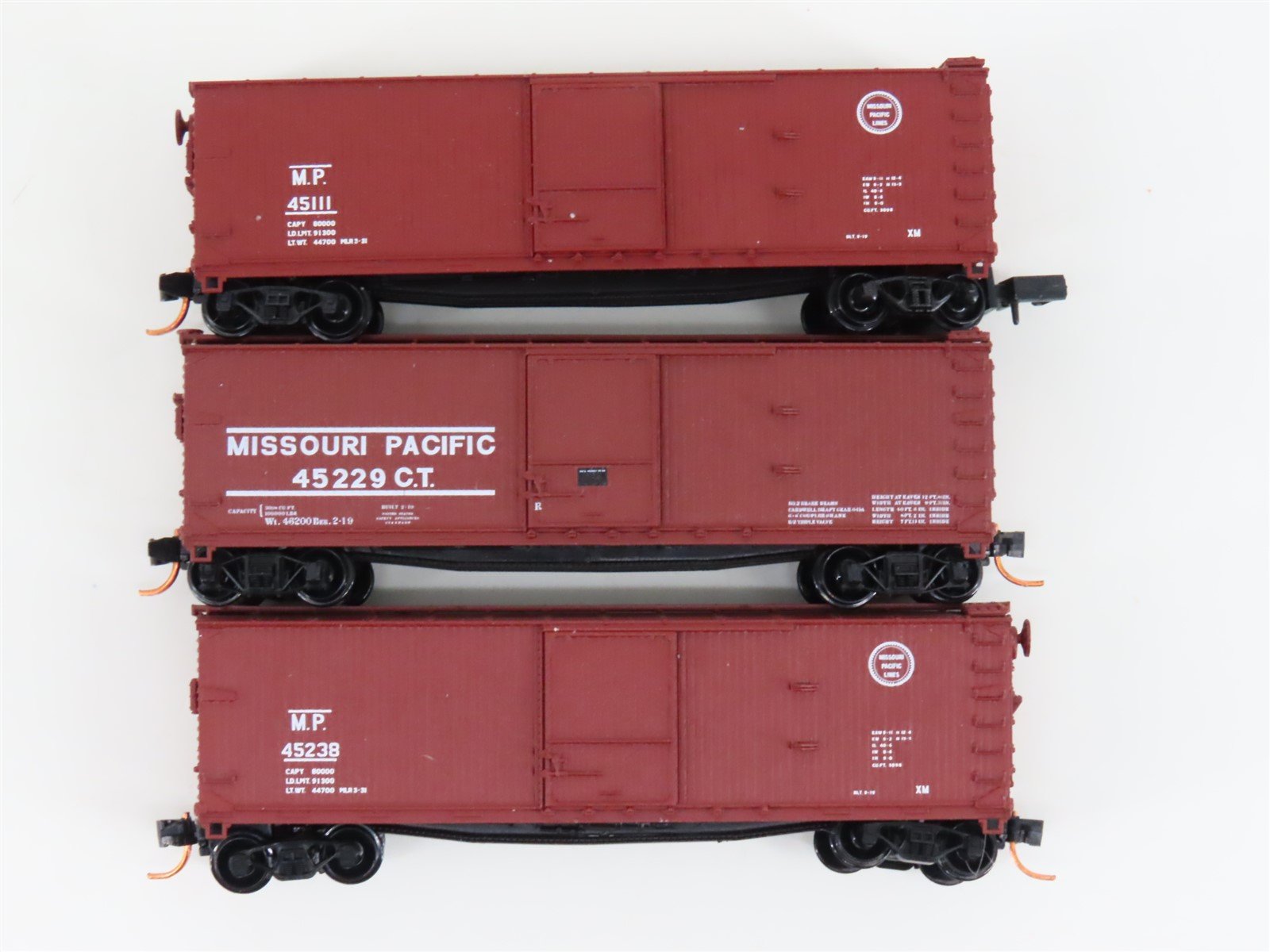 LOT of 3 N Scale Atlas MP Missouri Pacific Railroad Single Door Box Cars